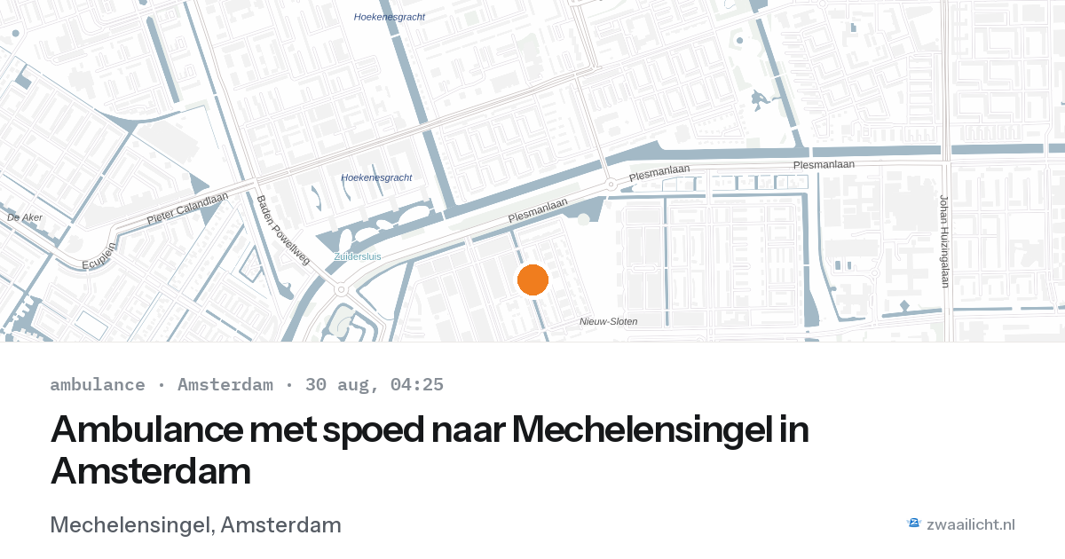 Ambulance met spoed naar Mechelensingel in Amsterdam — 30 aug 2026