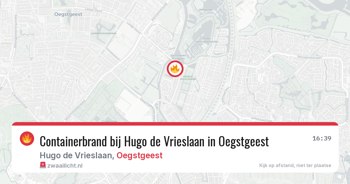 Containerbrand bij Hugo de Vrieslaan in Oegstgeest — 24 jun 2026