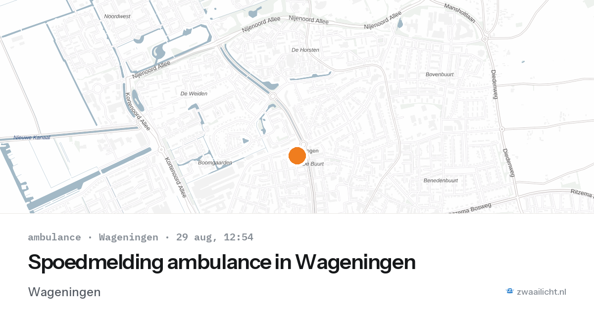 Spoedmelding ambulance in Wageningen — 29 aug 2026