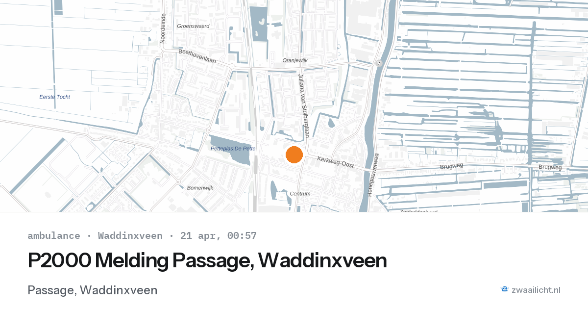 P2000 Melding Passage, Waddinxveen — 20 apr 2026