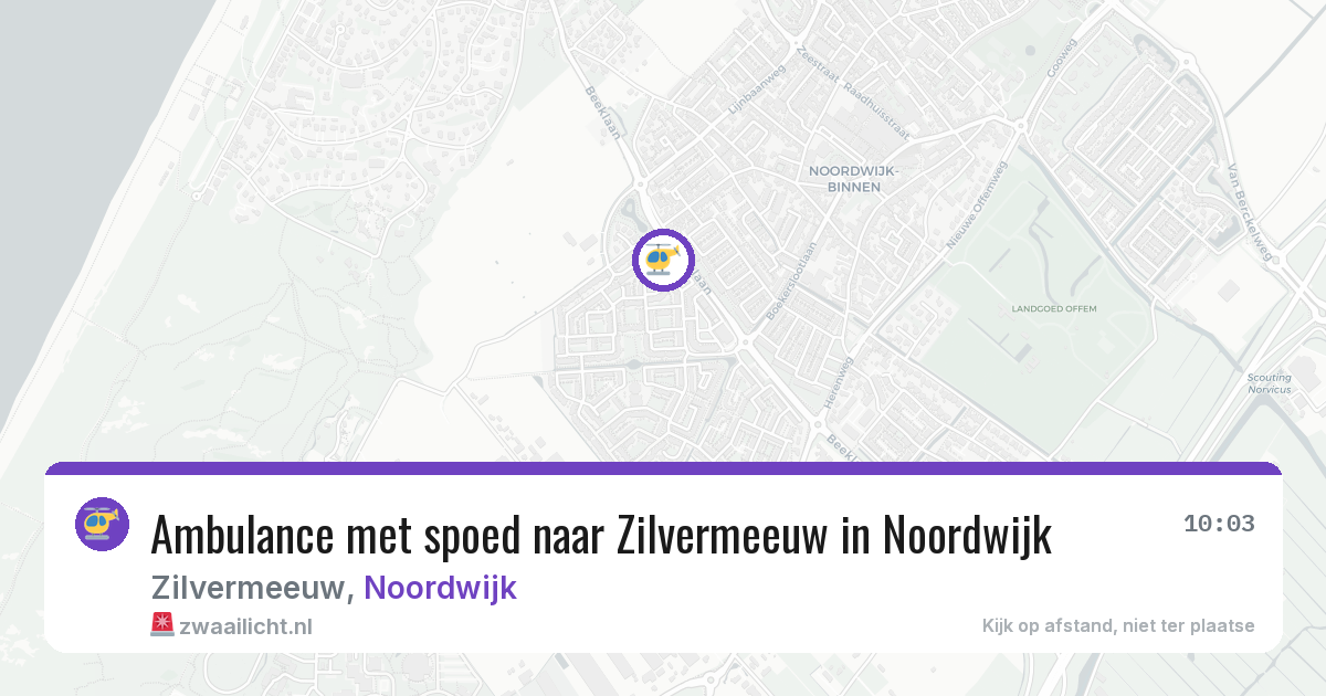Ambulance met spoed naar Zilvermeeuw in Noordwijk — 1 aug 2026