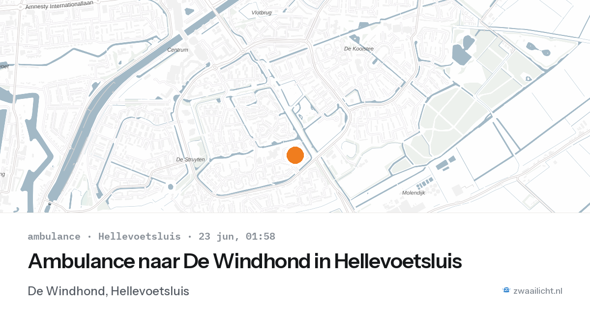 Ambulance naar De Windhond in Hellevoetsluis — 22 jun 2026
