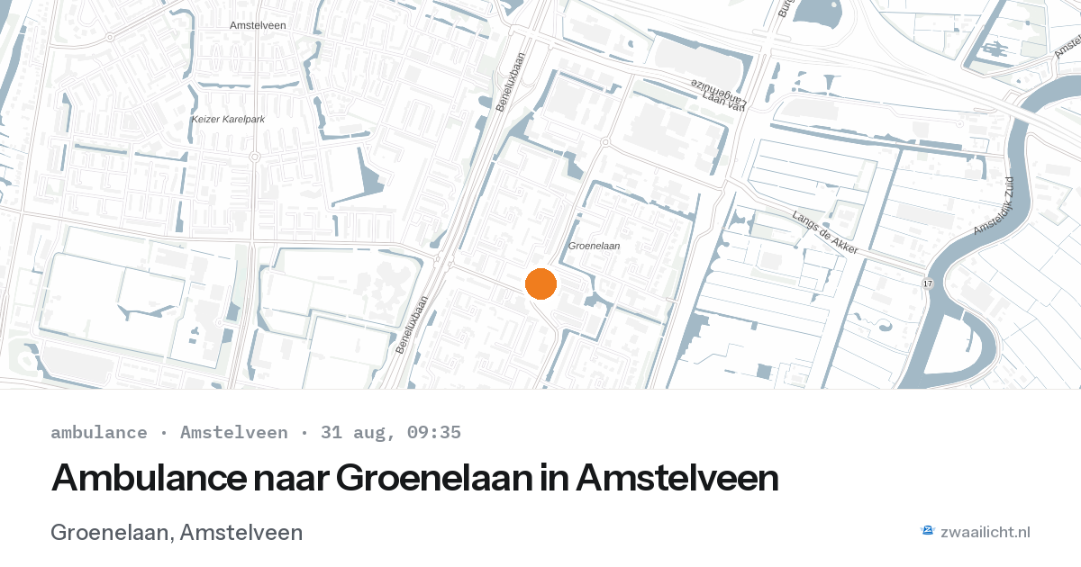 Ambulance naar Groenelaan in Amstelveen — 31 aug 2026