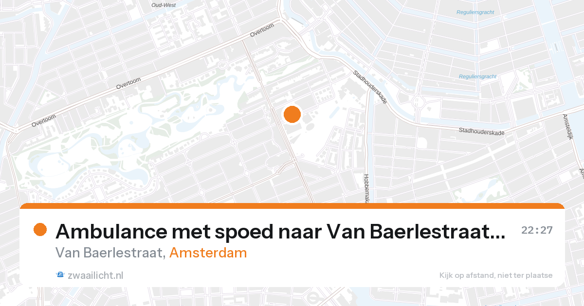 Ambulance met spoed naar Van Baerlestraat in Amsterdam — 26 aug 2026