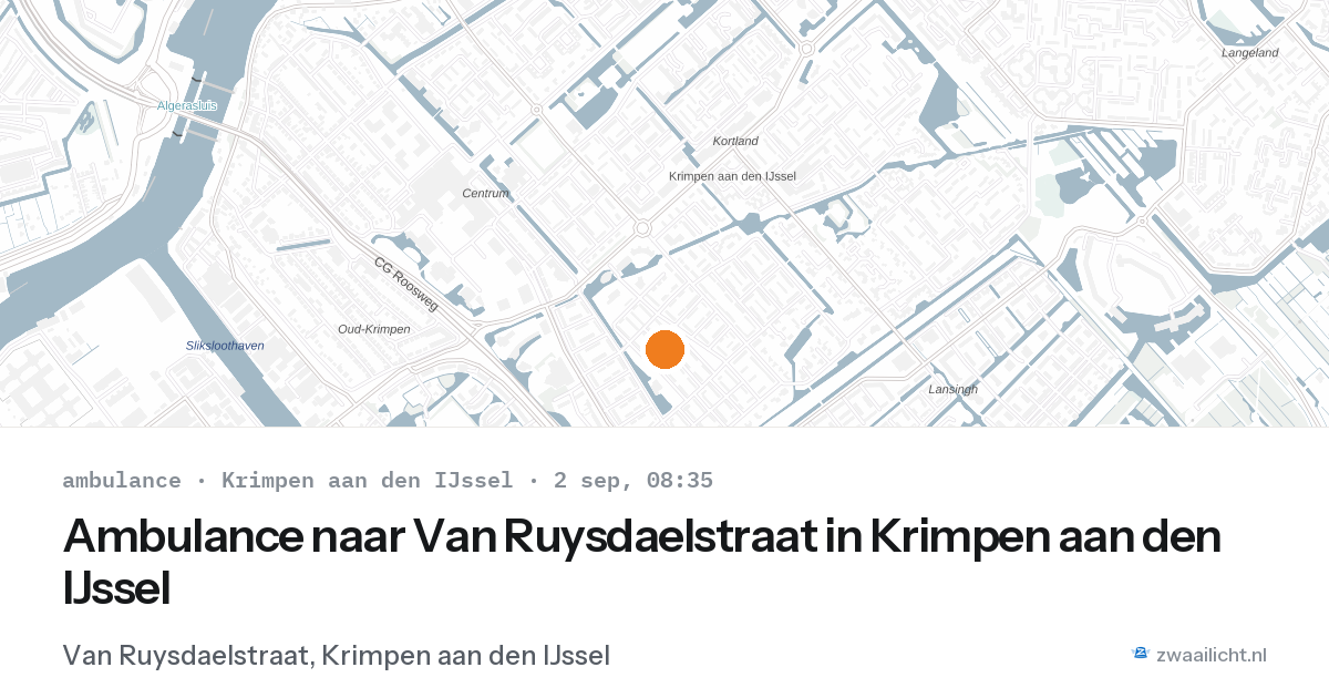 Ambulance naar Van Ruysdaelstraat in Krimpen aan den IJssel — 2 sep 2026