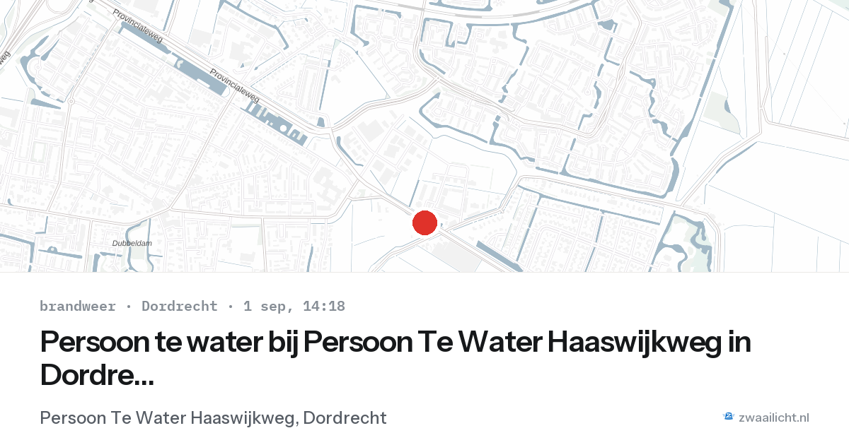 Persoon te water bij Persoon Te Water Haaswijkweg in Dordrecht — 1 sep 2026