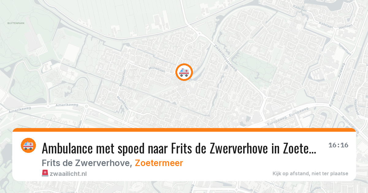 Ambulance met spoed naar Frits de Zwerverhove in Zoetermeer — 10 aug 2026