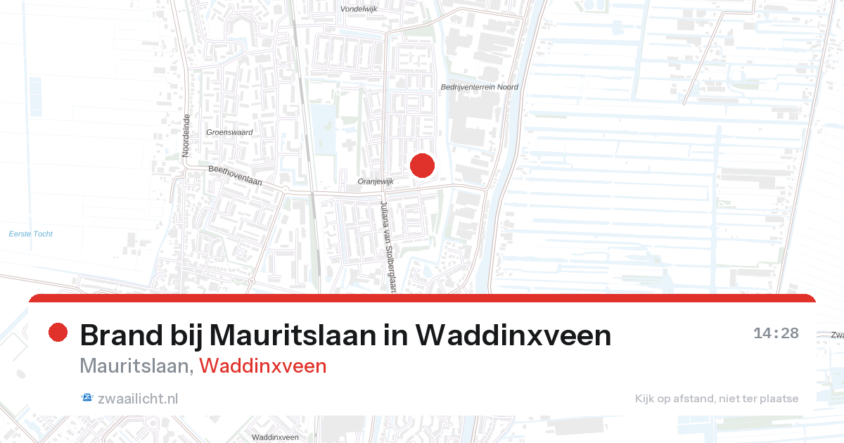 Brand bij Mauritslaan in Waddinxveen — 18 feb 2026