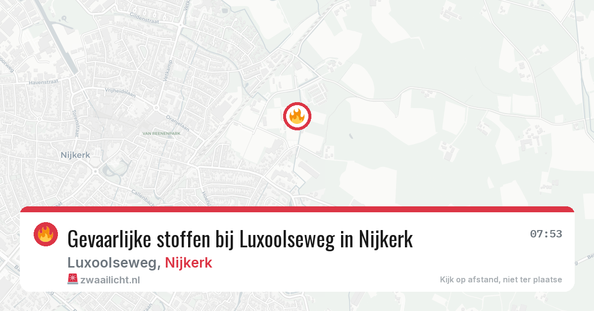 Gevaarlijke stoffen bij Luxoolseweg in Nijkerk — 13 aug 2026