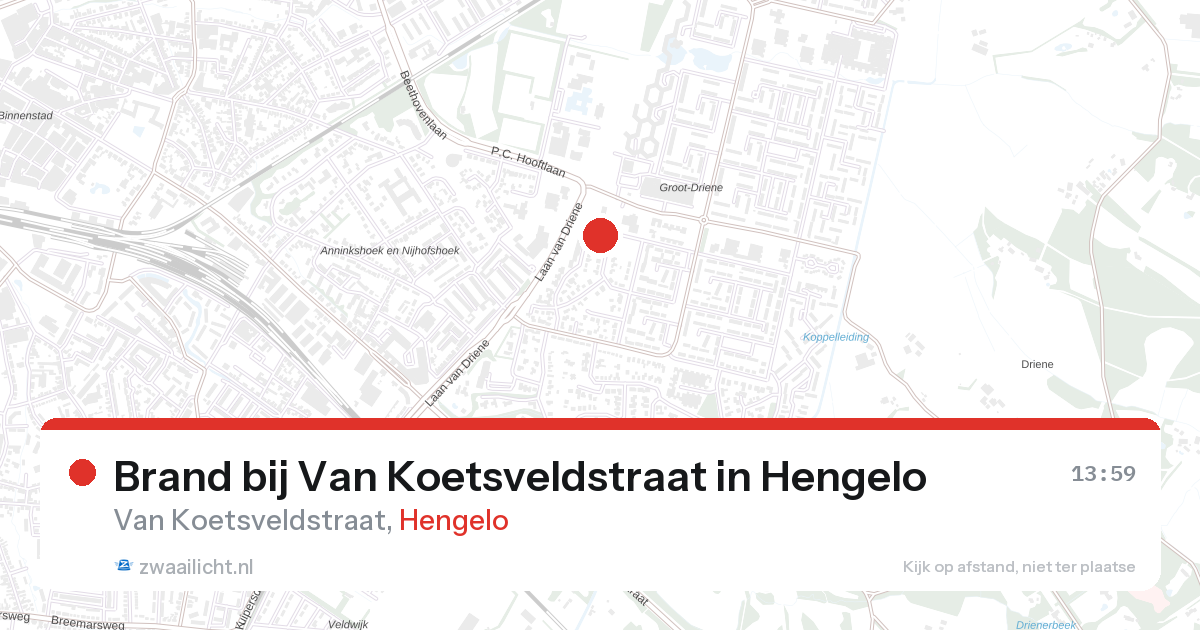 Brand bij Van Koetsveldstraat in Hengelo — 26 aug 2026