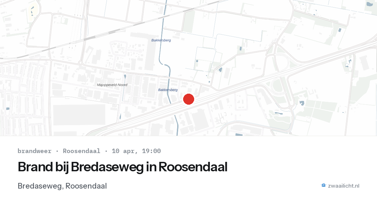 Brand bij Bredaseweg in Roosendaal — 10 apr 2026