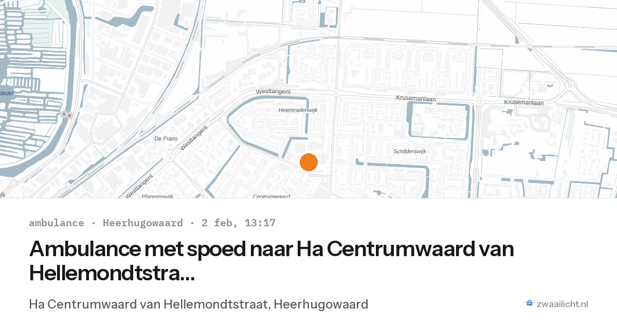 Ambulance met spoed naar Ha Centrumwaard van Hellemondtstraat in Heerhugowaard — 2 feb 2026