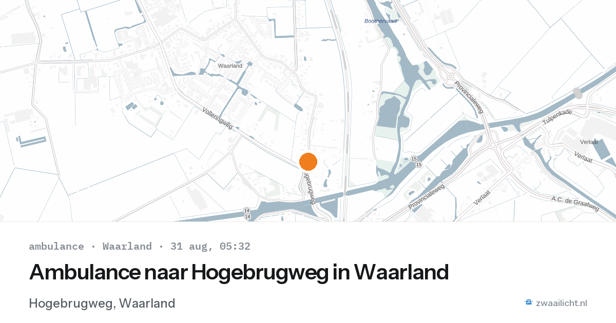Ambulance naar Hogebrugweg in Waarland — 31 aug 2026
