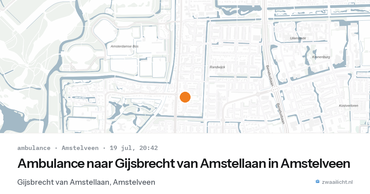 Ambulance naar Gijsbrecht van Amstellaan in Amstelveen — 19 jul 2026