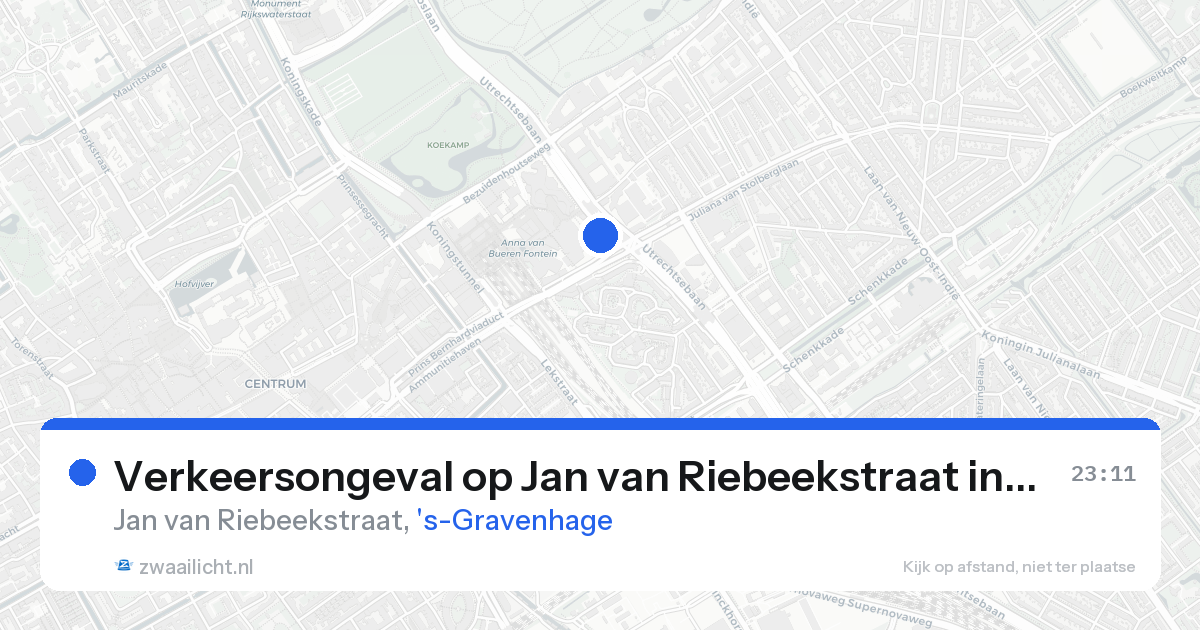 Verkeersongeval op Jan van Riebeekstraat in 's-Gravenhage — 22 aug 2026