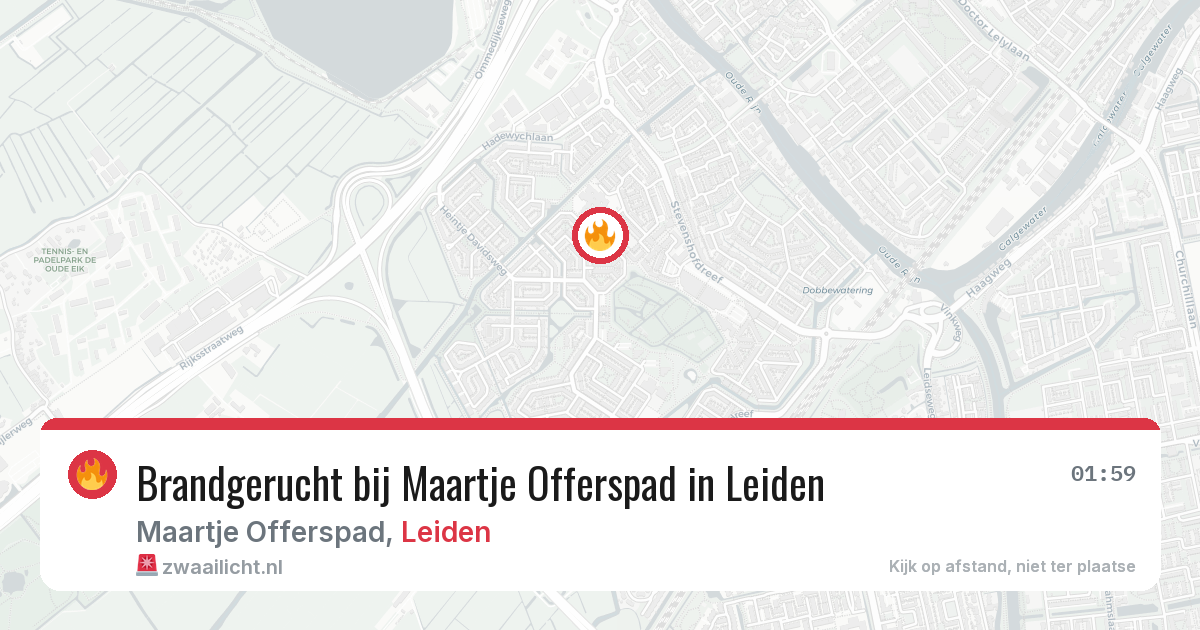 Brandgerucht bij Maartje Offerspad in Leiden — 5 aug 2026