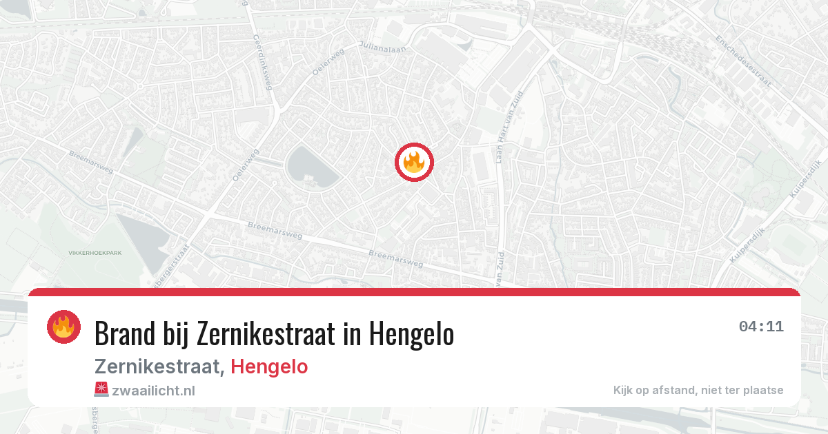 Brand bij Zernikestraat in Hengelo — 28 jun 2026