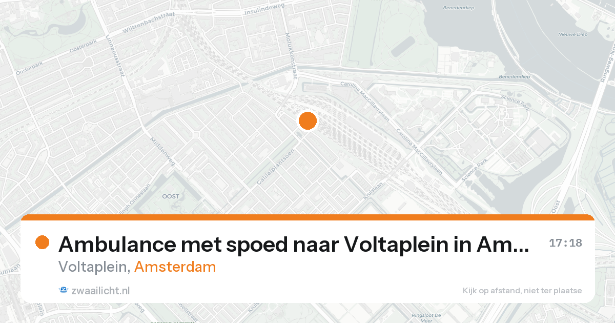 Ambulance met spoed naar Voltaplein in Amsterdam — 16 aug 2026