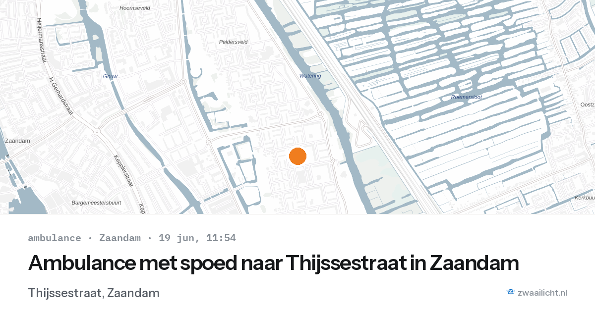 Ambulance met spoed naar Thijssestraat in Zaandam — 19 jun 2026