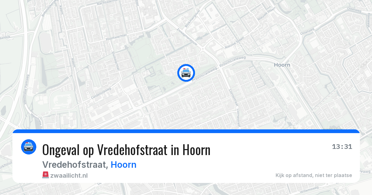 Ongeval op Vredehofstraat in Hoorn — 15 mrt 2026