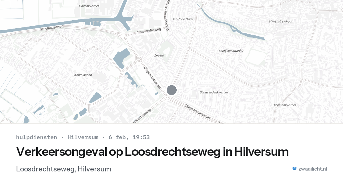 Verkeersongeval op Loosdrechtseweg in Hilversum — 6 feb 2026