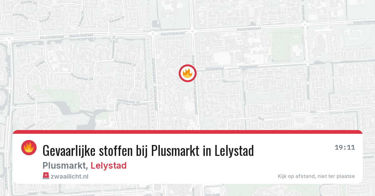 Gevaarlijke stoffen bij Plusmarkt in Lelystad — 16 jul 2026