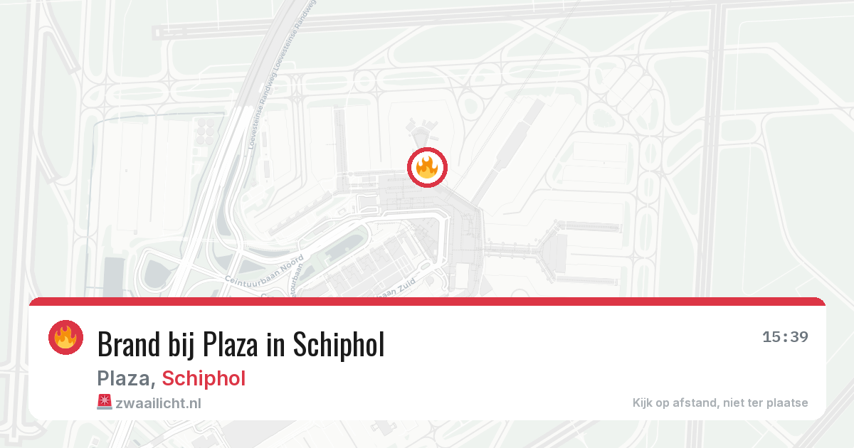 Brand bij Plaza in Schiphol — 21 jun 2026