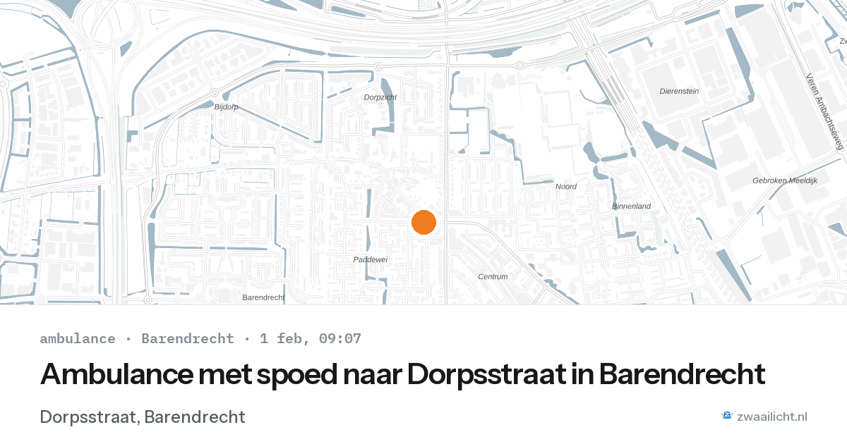 Ambulance met spoed naar Dorpsstraat in Barendrecht — 1 feb 2026