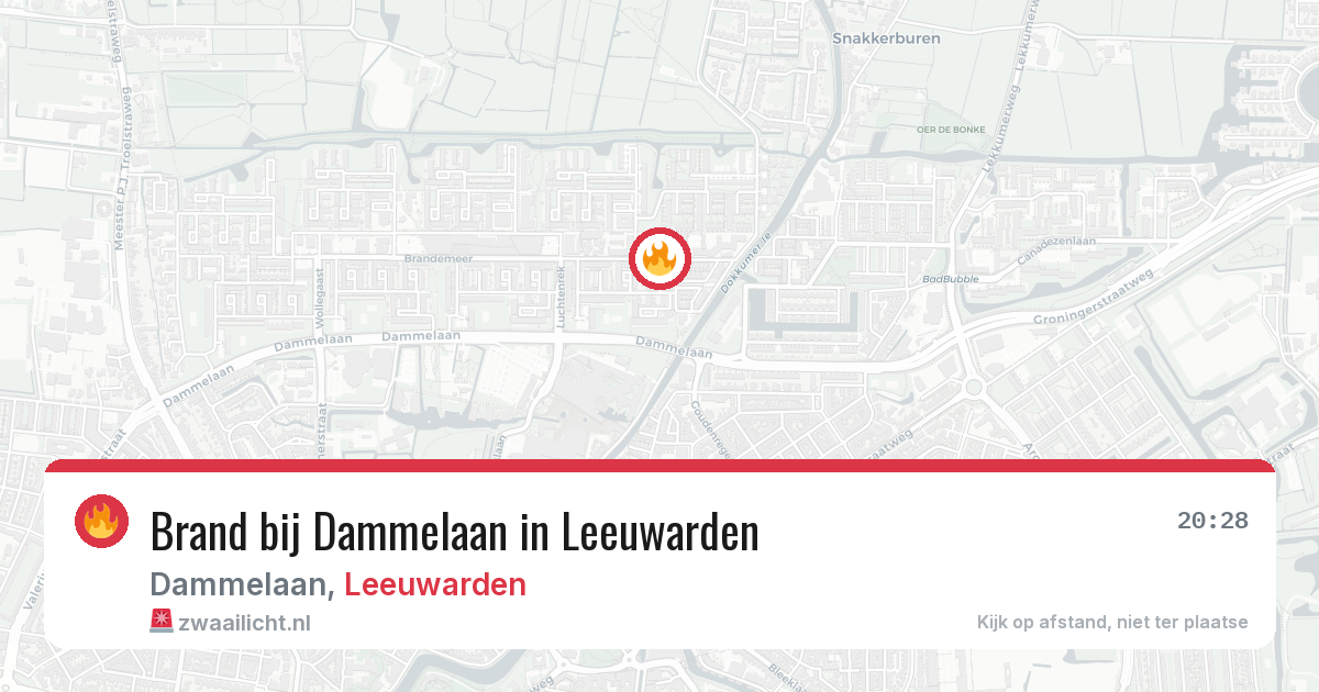 Brand bij Dammelaan in Leeuwarden — 27 mei 2026