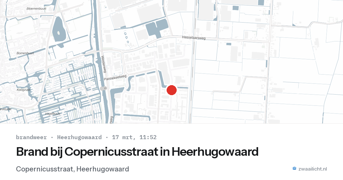 Brand bij Copernicusstraat in Heerhugowaard — 17 mrt 2026