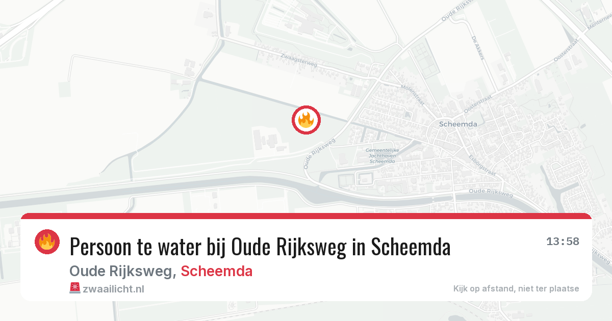 Persoon te water bij Oude Rijksweg in Scheemda — 18 jun 2026