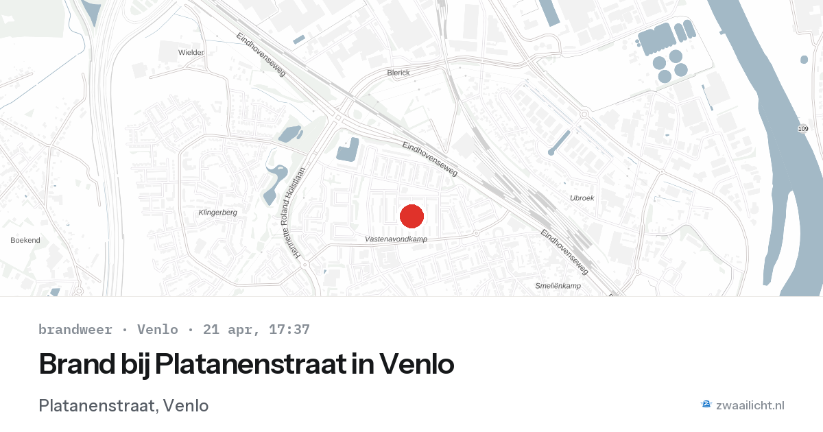 Brand bij Platanenstraat in Venlo — 21 apr 2026