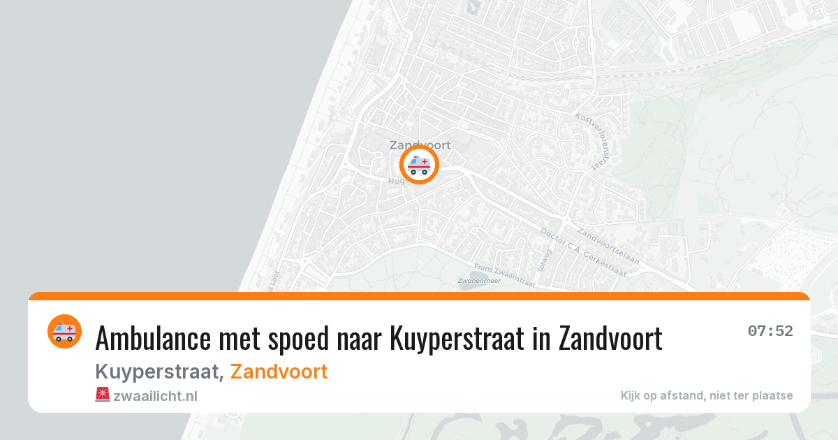 Ambulance met spoed naar Kuyperstraat in Zandvoort — 19 jul 2026