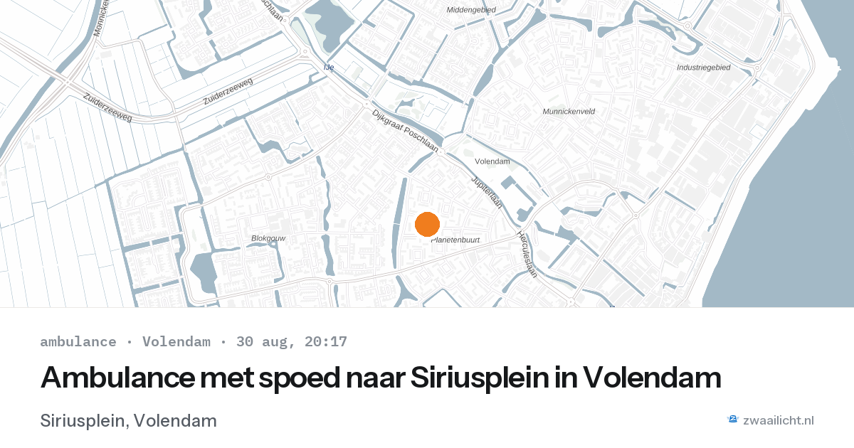 Ambulance met spoed naar Siriusplein in Volendam — 30 aug 2026