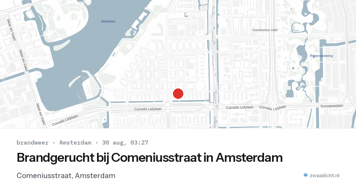 Brandgerucht bij Comeniusstraat in Amsterdam — 30 aug 2026