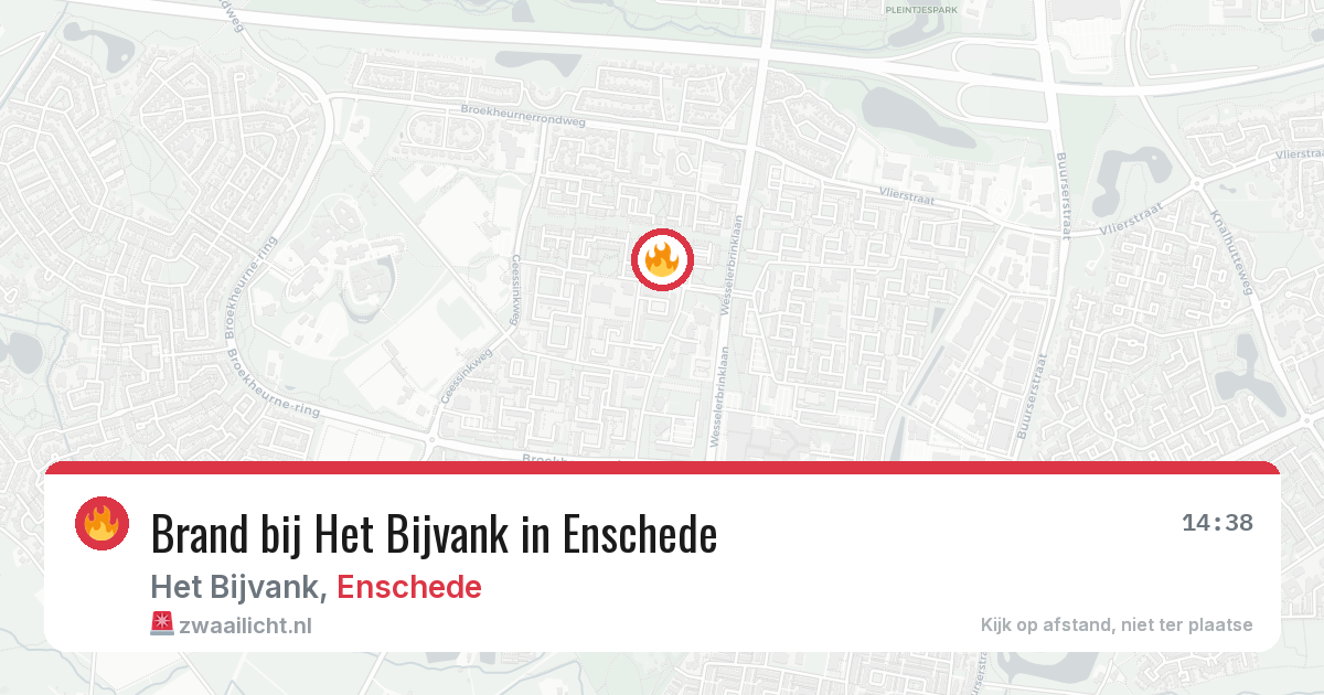 Brand bij Het Bijvank in Enschede — 10 aug 2026