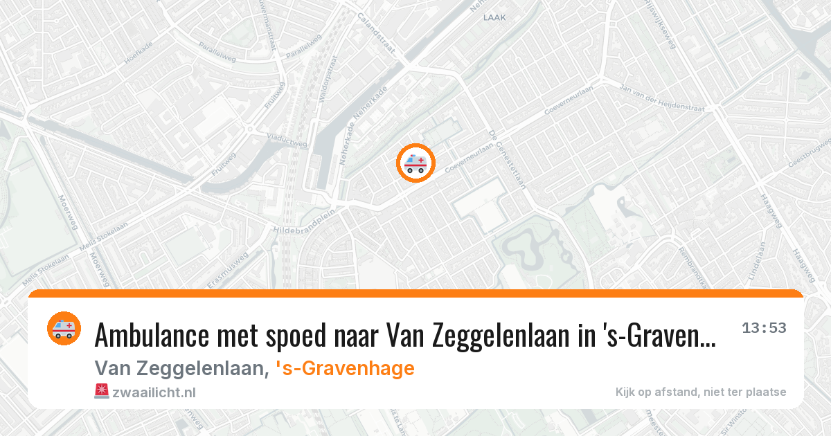 Ambulance met spoed naar Van Zeggelenlaan in 's-Gravenhage — 14 aug 2026