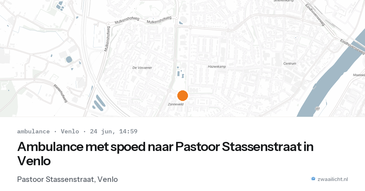 Ambulance met spoed naar Pastoor Stassenstraat in Venlo — 24 jun 2026