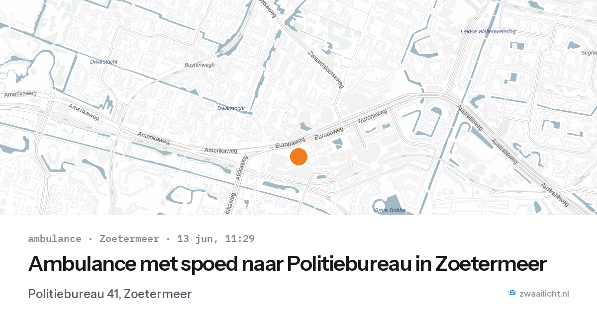 Ambulance met spoed naar Politiebureau in Zoetermeer — 13 jun 2026