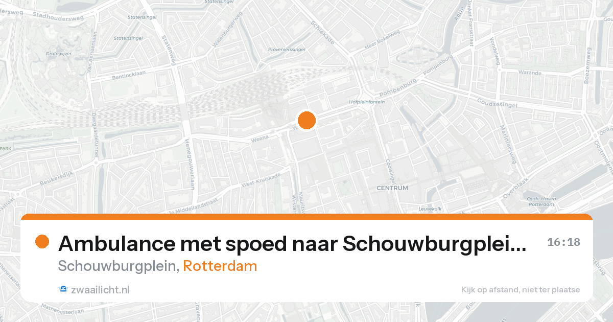 Ambulance met spoed naar Schouwburgplein in Rotterdam — 16 aug 2026