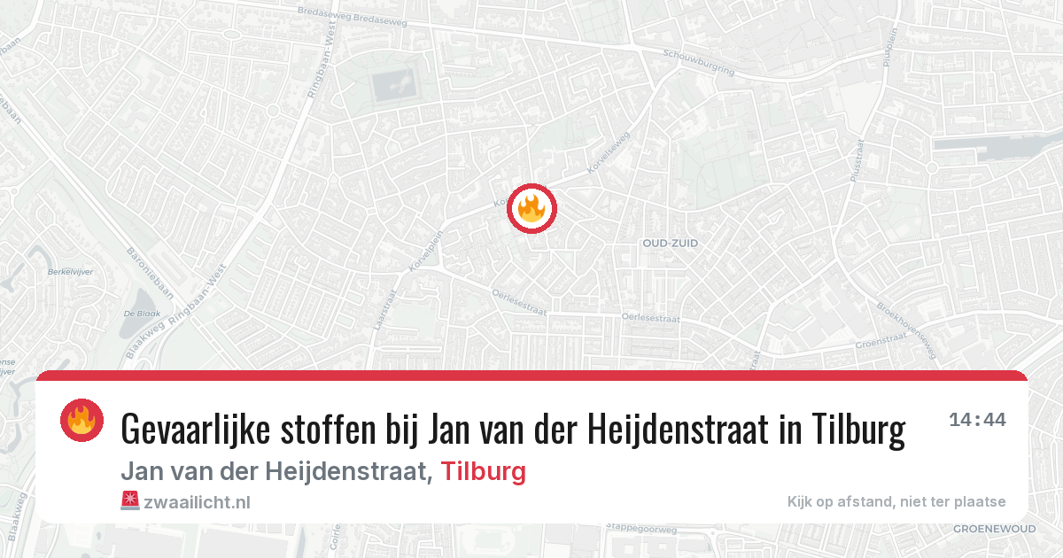Gevaarlijke stoffen bij Jan van der Heijdenstraat in Tilburg — 28 mei 2026