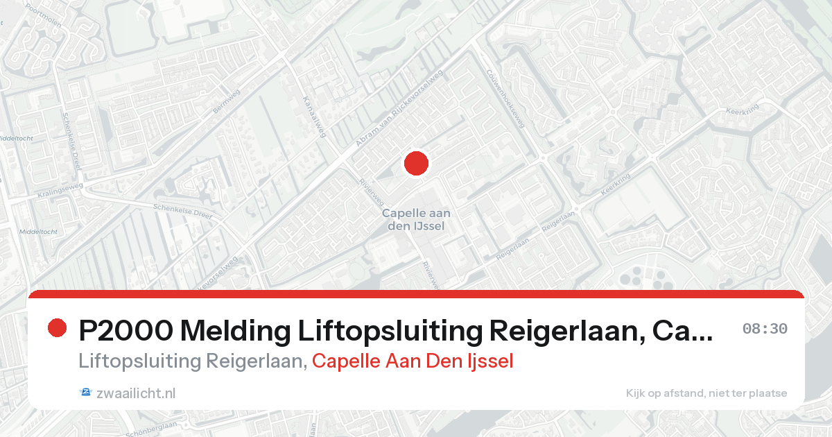 P2000 Melding Liftopsluiting Reigerlaan, Capelle Aan Den Ijssel — 31 jan 2026