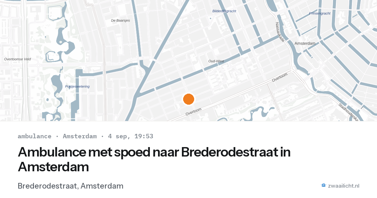 Ambulance met spoed naar Brederodestraat in Amsterdam — 4 sep 2026