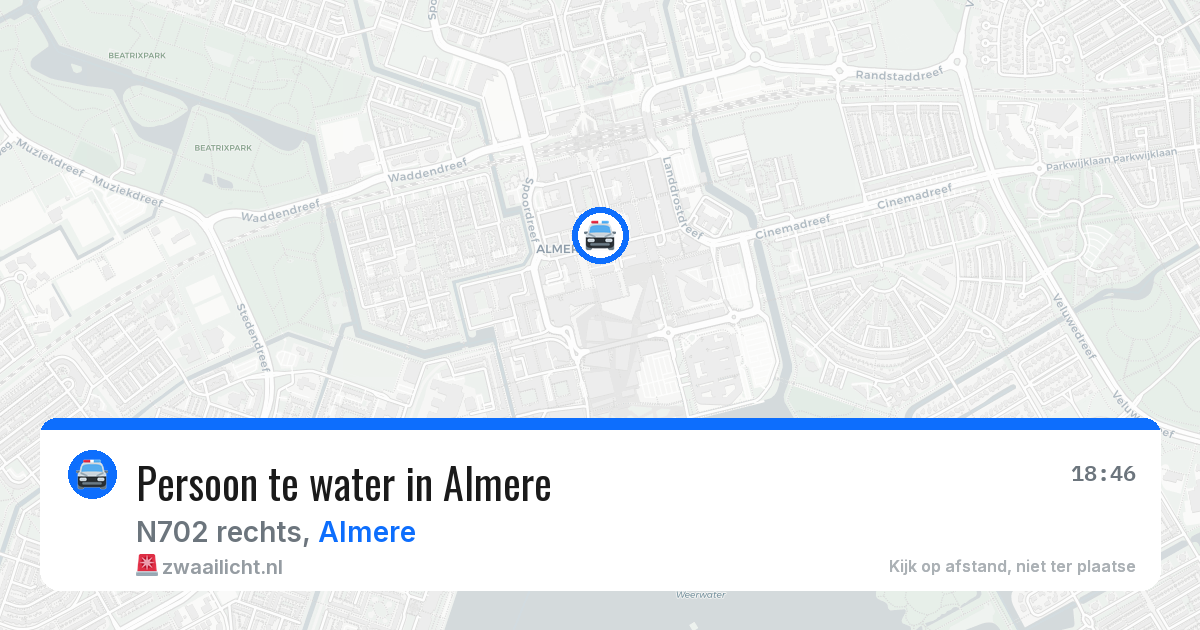 Persoon te water in Almere — 18 mei 2026