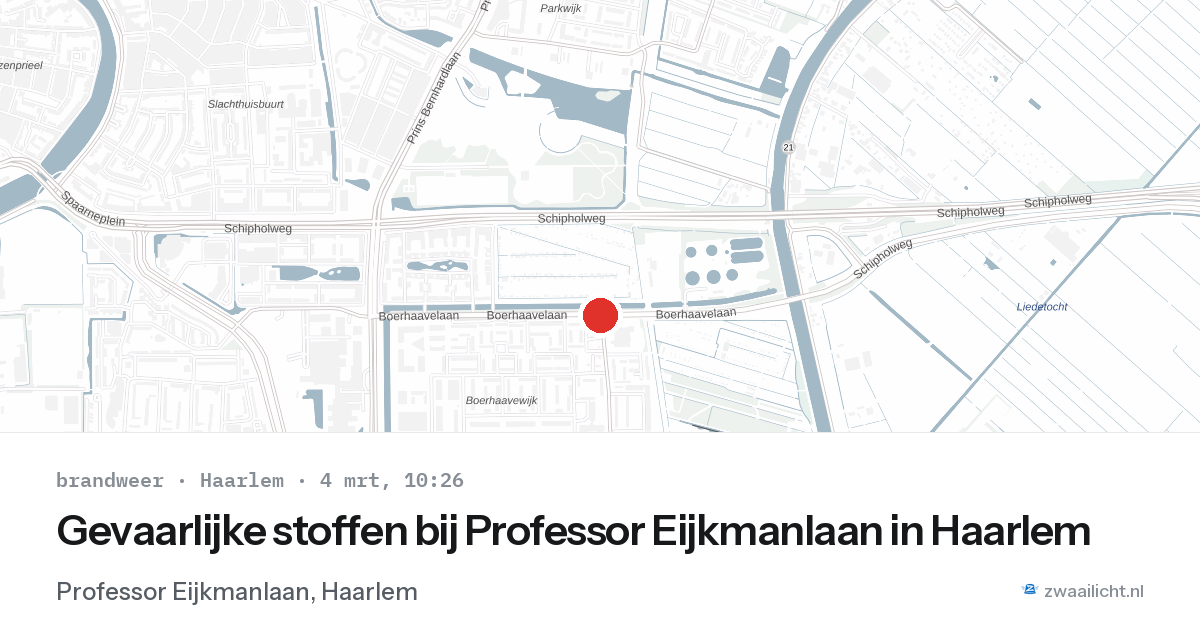 Gevaarlijke stoffen bij Professor Eijkmanlaan in Haarlem — 4 mrt 2026