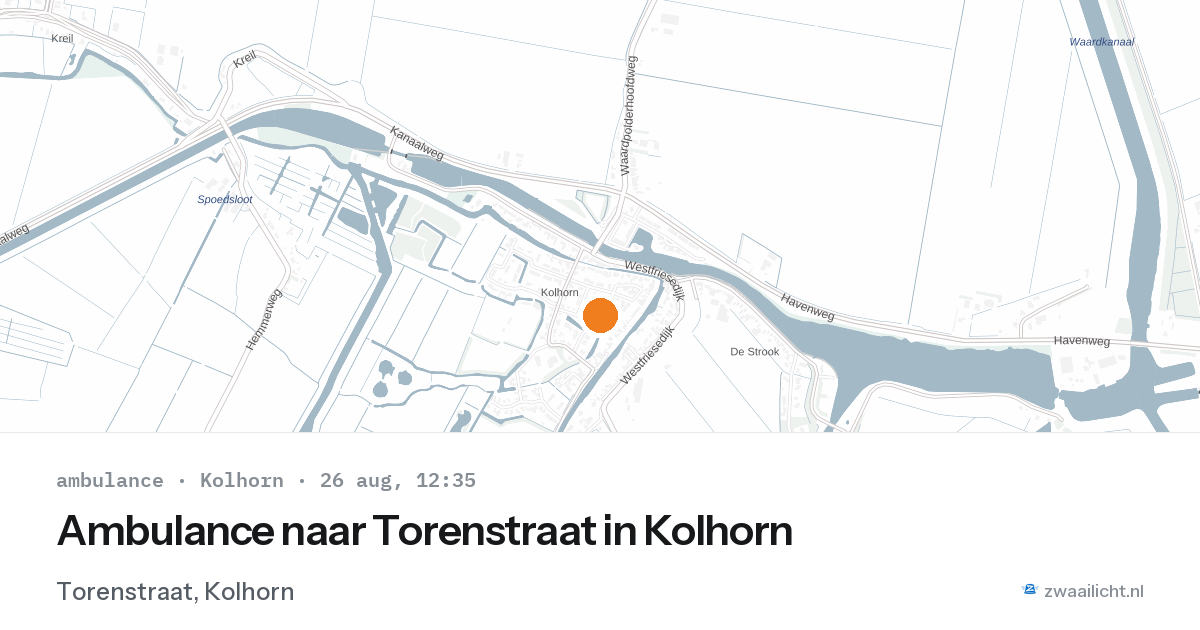 Ambulance naar Torenstraat in Kolhorn — 26 aug 2026