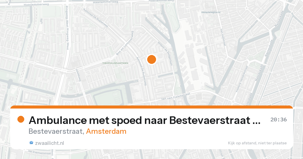 Ambulance met spoed naar Bestevaerstraat in Amsterdam — 21 aug 2026
