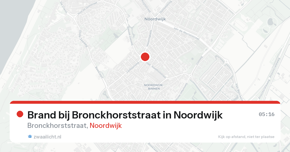 Brand bij Bronckhorststraat in Noordwijk — 25 aug 2026
