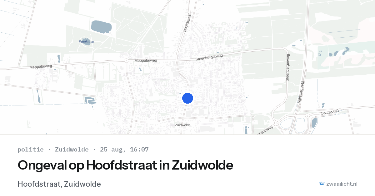 Ongeval op Hoofdstraat in Zuidwolde — 25 aug 2026