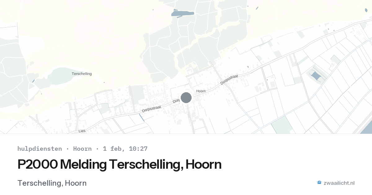 P2000 Melding Terschelling, Hoorn — 1 feb 2026